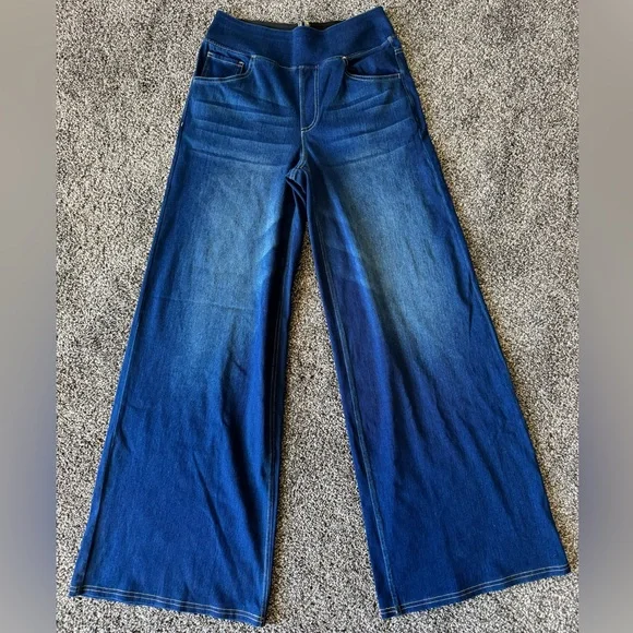 Halara Flex High Waisted Wide Leg Washed Jeans Dark Blue Size Small - Picture 8 of 15